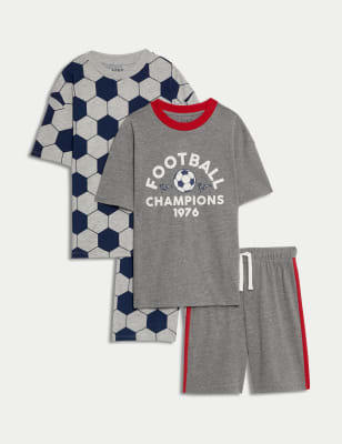 

Boys M&S Collection 2pk Cotton Rich Football Pyjama Sets (6-16 Yrs) - Grey Mix, Grey Mix