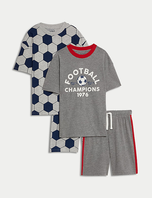 2pk Cotton Rich Football Pyjama Sets (6-16 Yrs) - JP