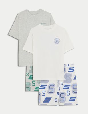 2pk Pure Cotton Shortie Pyjama Sets (6-16 Yrs) - LU
