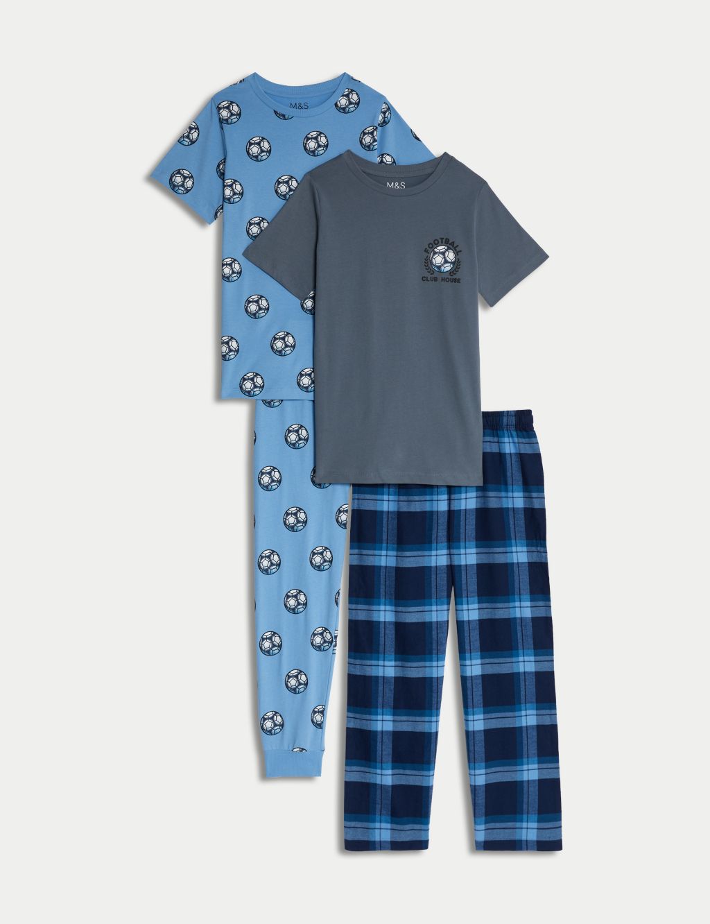 2pk Pure Cotton Football Pyjama Sets (1-16 Yrs)