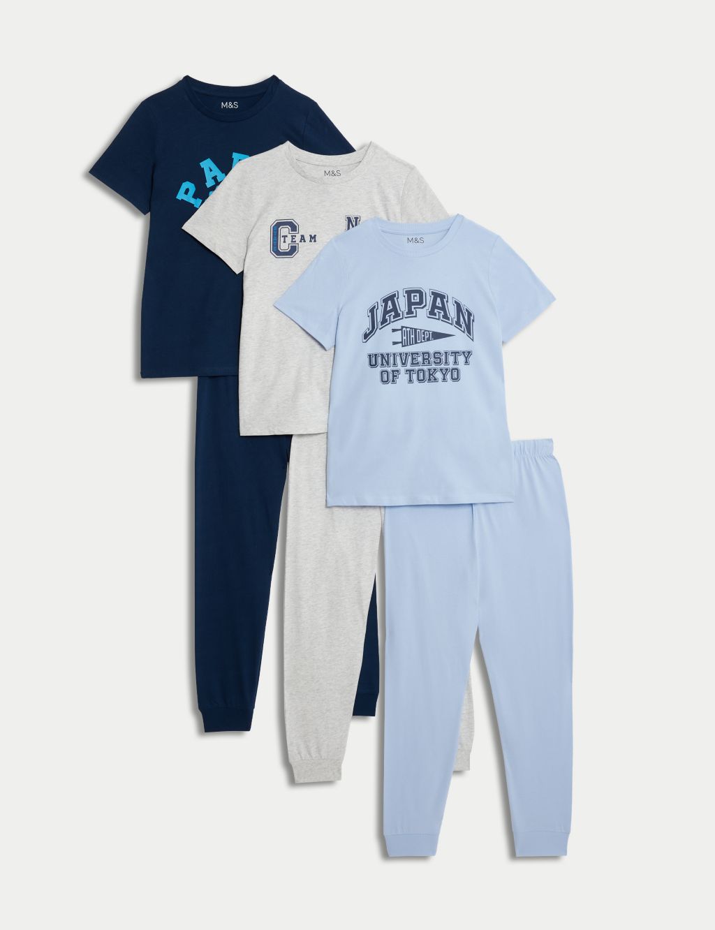 3pk Pure Cotton Varsity Print Pyjama Sets (6-16 Yrs)