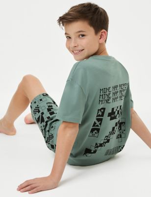 M&S Boy's Minecraft Pyjamas (3-16 Yrs) - 3-4 Y - Green Mix, Green Mix