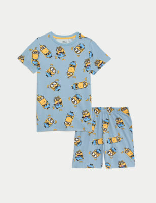 M&S Boys OB CE Minions Shorties(3-16 Yrs) - 7-8 Y - Blue Mix, Blue Mix