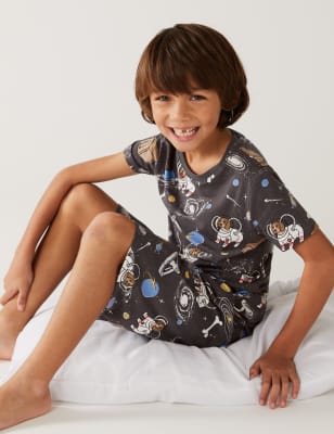 

M&S Collection Schlafanzugset mit hohem Baumwollanteil und Weltall- und Hundemuster (7-16 J.) - Black Mix, Black Mix