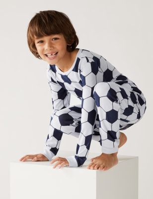 

M&S Collection Schlafanzug mit hohem Baumwollanteil und Fußballmotiv (7-16 J.) - Grey Mix, Grey Mix