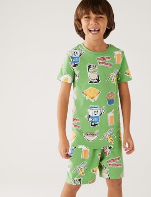 

M&S Collection Pijama de algodón con estampado de desayuno (7-16 años) - Green Mix, Green Mix