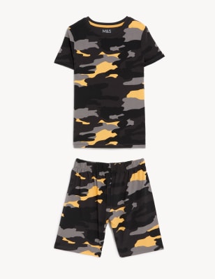 

Boys M&S Collection Cotton Rich Camouflage Short Pyjama Set - Black Mix, Black Mix