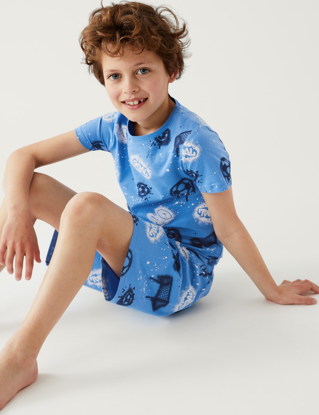 Cotton Rich Football Short Pyjama Set (7-16 Yrs) image 1