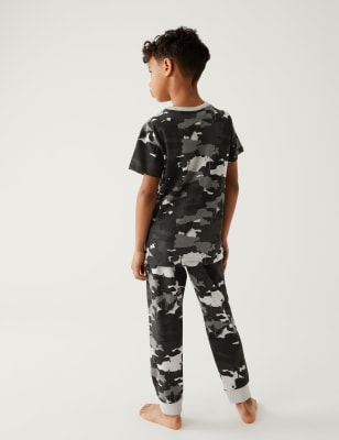 2pk Cotton Rich Camo Football Pyjama Sets