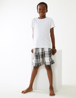 

Boys M&S Collection 2pk Pure Cotton Checked Pyjama Shorts (6-16 Yrs) - Black Mix, Black Mix