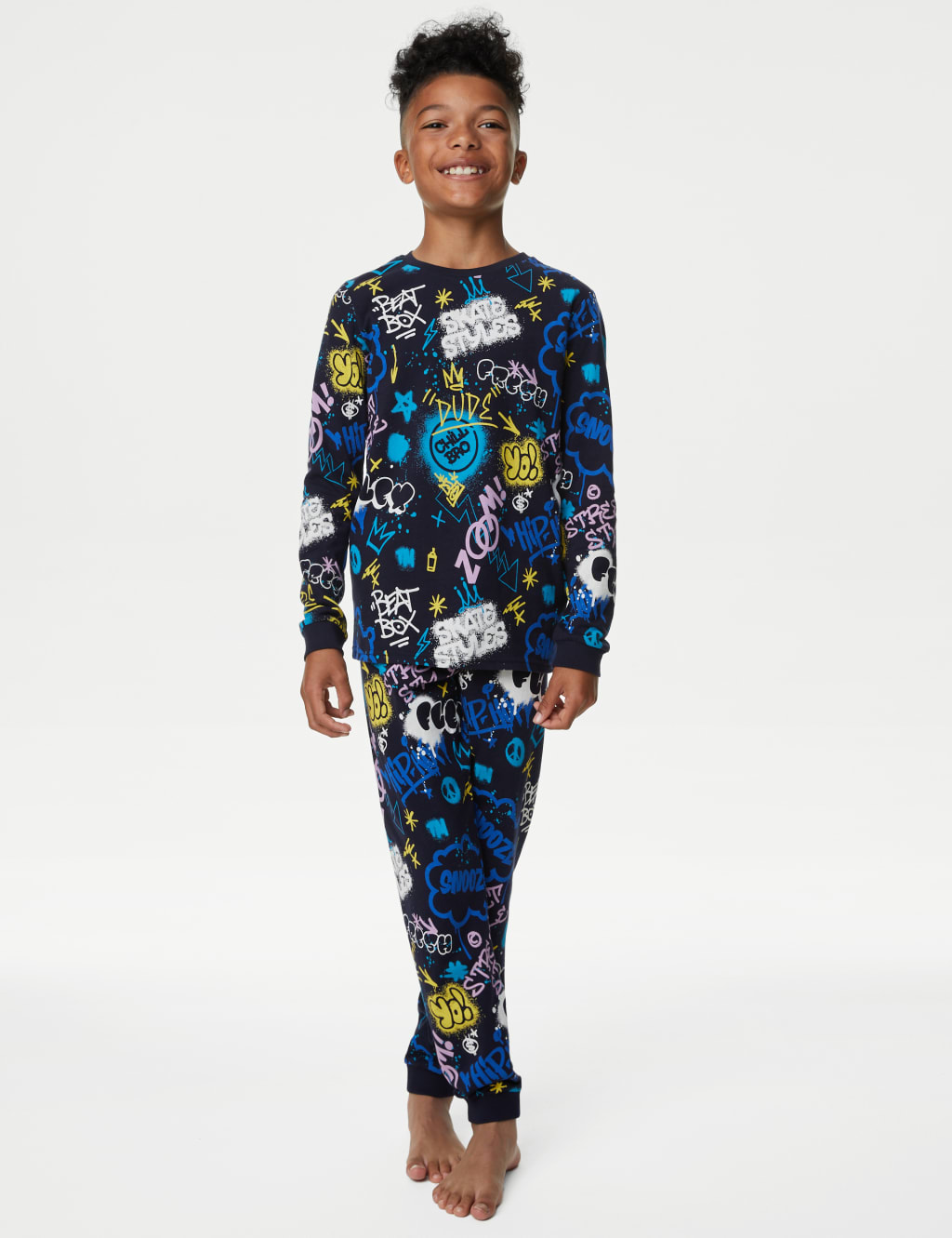 Cotton Rich Graffiti Slogan Pyjamas (7-14 Yrs) image 1