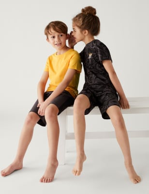

M&S Collection Pack de 2 pijamas con estampado de fútbol 100% algodón (6-16 años) - Orange Mix, Orange Mix