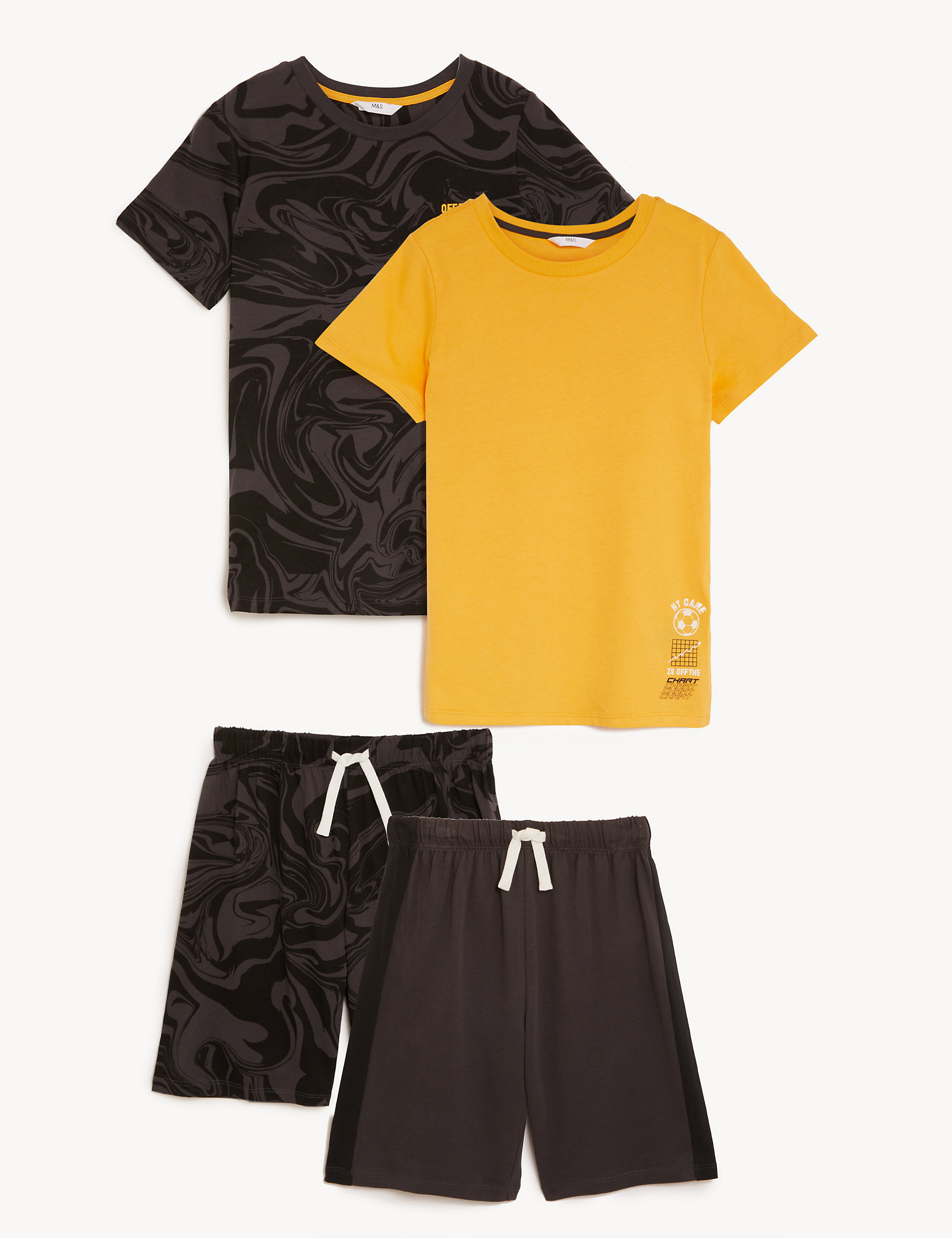 2pk Pure Cotton Football Short Pyjama Sets (6-16 Yrs)
