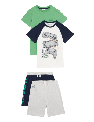 

Boys M&S Collection 2pk Cotton Rich Gaming Short Pyjama Sets (6-16 Yrs) - Green Mix, Green Mix