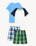 2pk Pure Cotton Checked Short Pyjama Sets (6-16 Yrs)