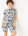Cotton Gaming Short Pyjama Set (7 - 16 Yrs)