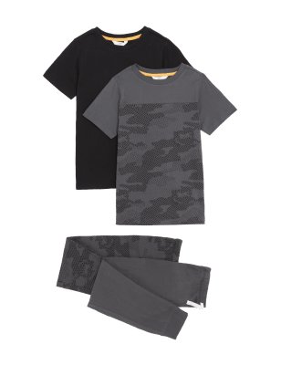 

Boys M&S Collection 2pk Cotton Rich Camouflage Pyjama Sets (6-16 Yrs) - Grey Mix, Grey Mix