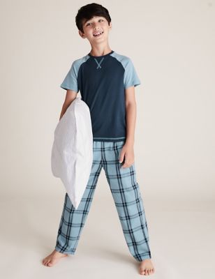 Lot de 2 pyjamas en coton à carreaux (du 6 au 16 ans) - Blue Mix