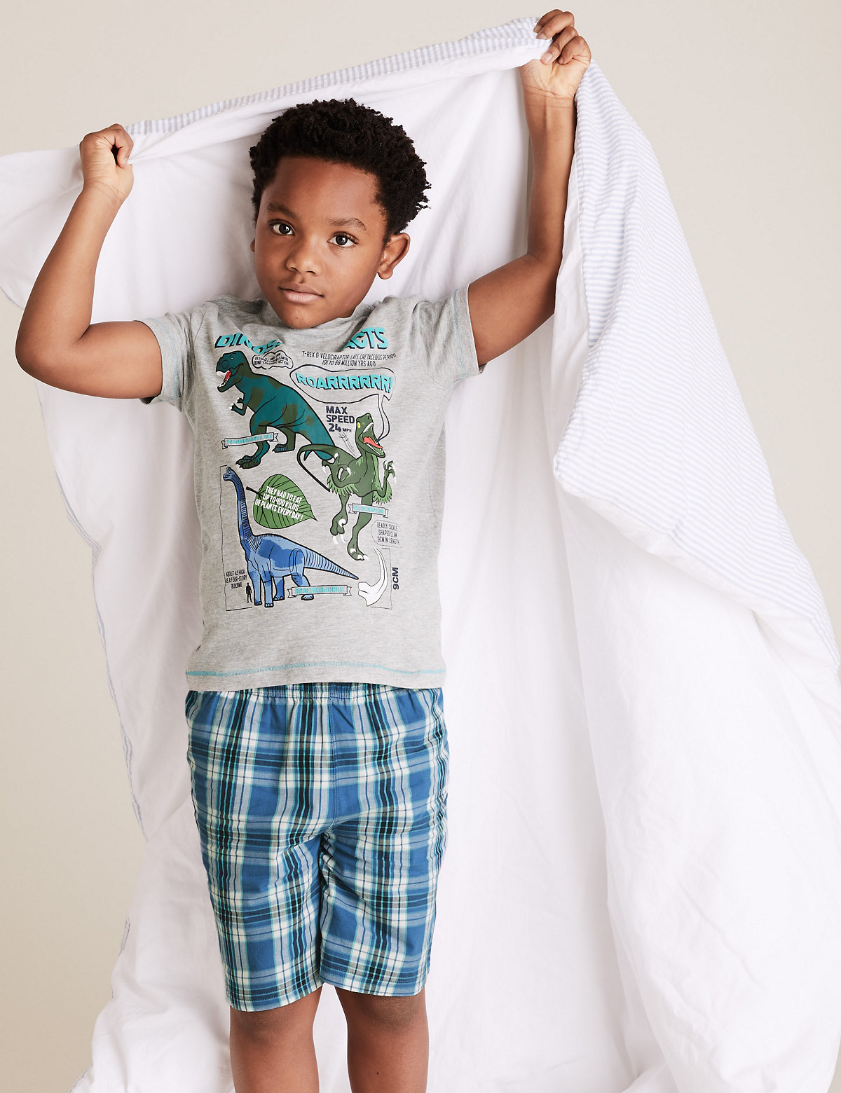 2pk Cotton Dinosaur Short Pyjama Sets (6-16 Yrs)