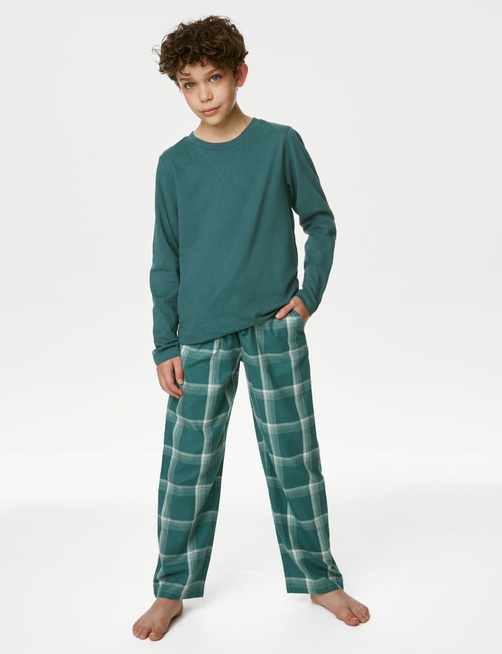 2pk Pure Cotton Checked Pyjama Sets (6-16 Yrs) image 2