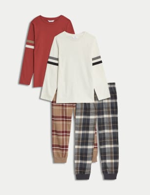 

M&S Collection 2er-Pack Schlafanzugsets aus reiner Baumwolle mit Karomuster (6-16 Jahre) - Brown Mix, Brown Mix