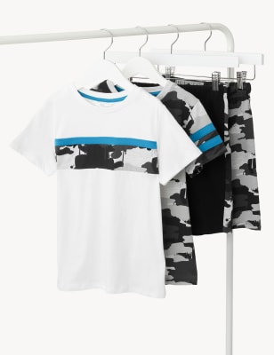 

M&S Collection 2er-Pack Schlafanzugsets mit hohem Baumwollanteil und Camouflagemuster (6-16 J.) - Black Mix, Black Mix