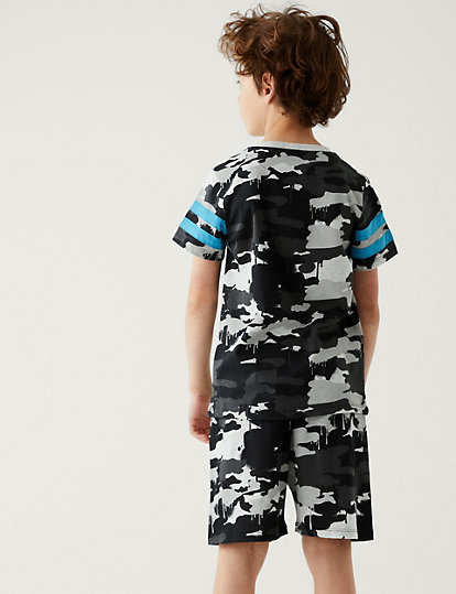 2pk Cotton Rich Camouflage Short Pyjama Set