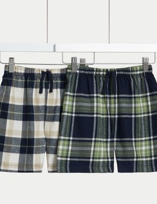 

Boys M&S Collection 2pk Pure Cotton Checked Pyjama Shorts (6-16 Yrs) - Multi, Multi