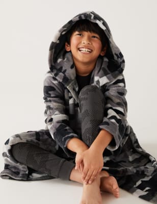 

M&S Collection Fleece-Morgenmantel mit Kapuze und Camouflagemuster (6-16 Jahre) - Charcoal Mix, Charcoal Mix