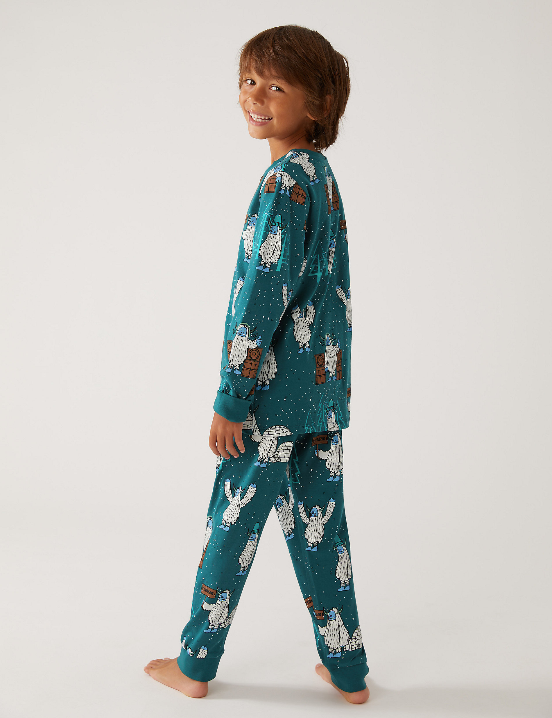 Pijamas 100% algodón con estampado de yeti (6-16&nbsp;años)