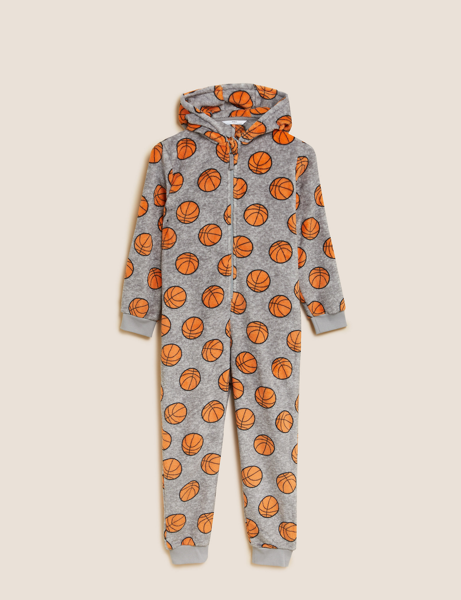 Pijama de una pieza polar con estampado de baloncesto (6-16&nbsp;años)