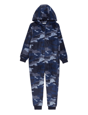 

M&S Collection Pijama de una pieza polar de camuflaje (6-16 años) - Navy Mix, Navy Mix