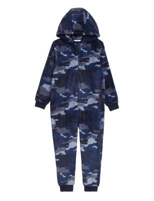 

Boys M&S Collection Fleece Camouflage Onesie (6-16 Yrs) - Navy Mix, Navy Mix