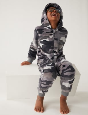 

Boys M&S Collection Fleece Camouflage Onesie (6-16 Yrs) - Charcoal Mix, Charcoal Mix