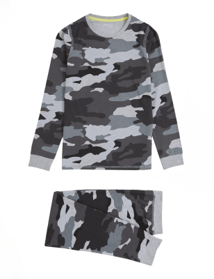 

M&S Collection Schlafanzug mit hohem Baumwollanteil mit Camouflagemuster (7-16 J.) - Grey Mix, Grey Mix