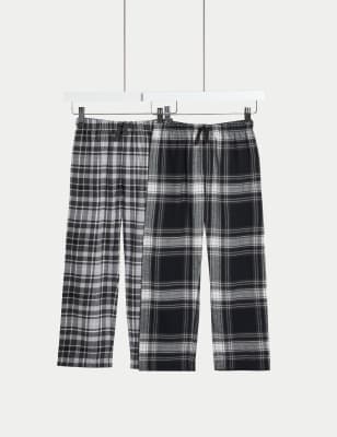 

Boys M&S Collection 2pk Pure Cotton Checked Pyjama Bottoms (6-16 Yrs) - Grey Mix, Grey Mix