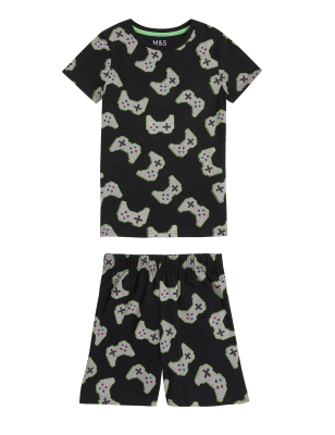 

Pijama corto de algodón con estampado de gamer (7-16 años) - Black Mix, Black Mix