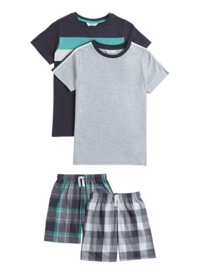 

Boys M&S Collection 2pk Cotton Rich Checked Short Pyjama Sets (6-16 Yrs) - Charcoal Mix, Charcoal Mix