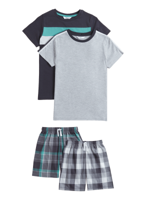 

Boys M&S Collection 2pk Cotton Rich Checked Short Pyjama Sets (6-16 Yrs) - Charcoal Mix, Charcoal Mix