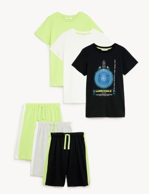 

M&S Collection Pack de 3 pijamas cortos del espacio de algodón (6-16 años) - Black Mix, Black Mix