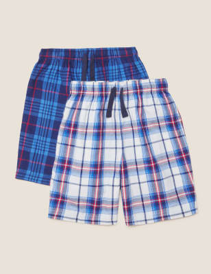 2pk Pure Cotton Check Pyjama Shorts 6 16 Yrs