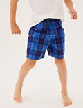 2pk Pure Cotton Check Pyjama Shorts (6-16 Yrs)