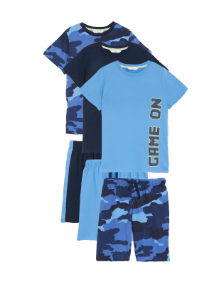 

Boys M&S Collection 3pk Pure Cotton Camo Short Pyjama Sets - Multi Blues, Multi Blues