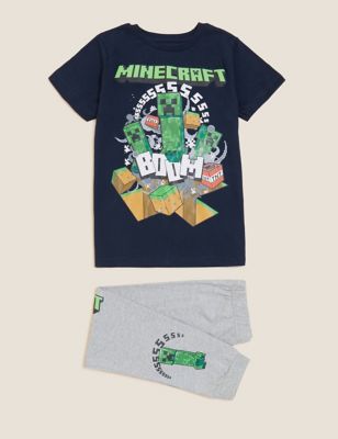 M&S Boys Minecraft  Pure Cotton Pyjamas (4-16 Yrs)