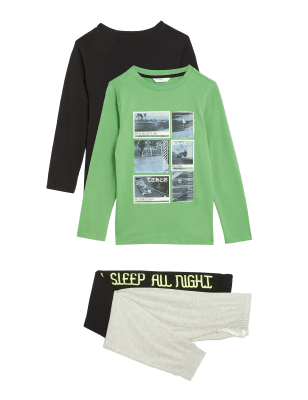 

Boys M&S Collection 2pk Skate Pyjama Set (6-16 Yrs) - Green Mix, Green Mix