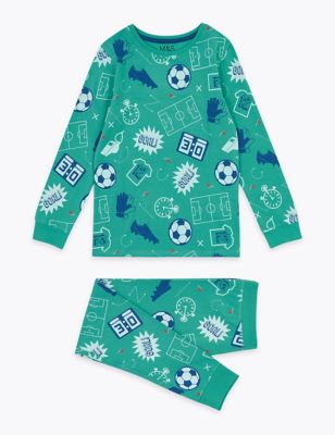 Cotton Rich Football Print Pyjama Set (7-16 Yrs) 