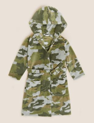 M&S Boys Fleece Camouflage Dressing Gown (6-16 Yrs)