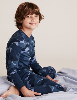 Pyjama en coton à motif camouflage (du 7 au 16 ans) - Blue Mix