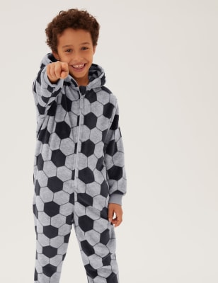 

M&S Collection Pijama de una pieza polar con estampado de fútbol (6-16 años) - Grey Mix, Grey Mix