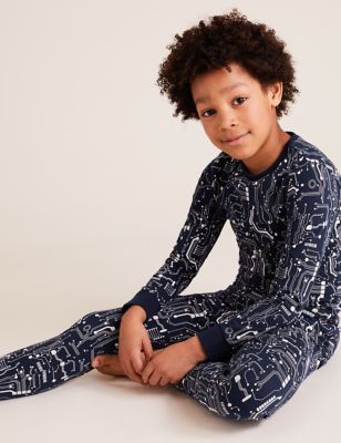 Pyjama en coton à motif électrique (du 7 au 16 ans) - Indigo Mix